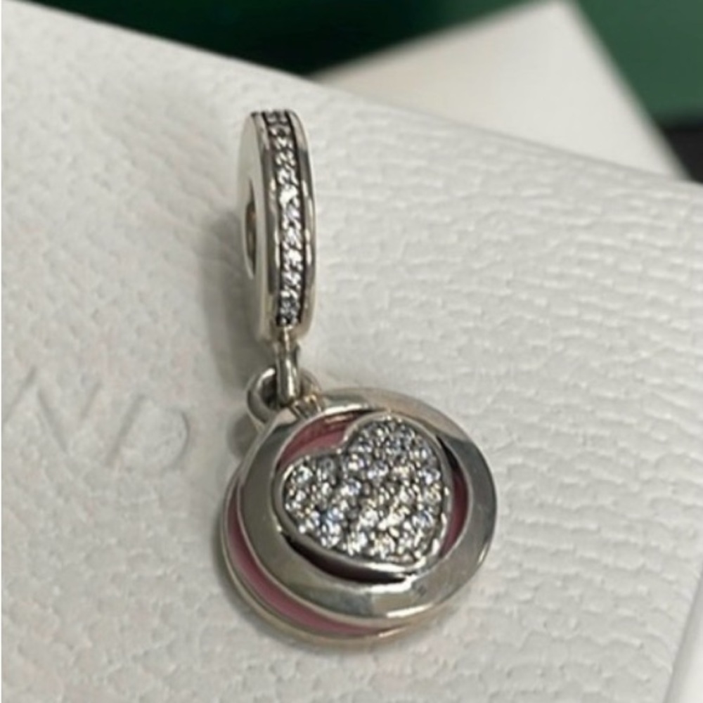Pandora You Make My Heart Smile Inscribed Double Charm 792149EN24 RETIRED